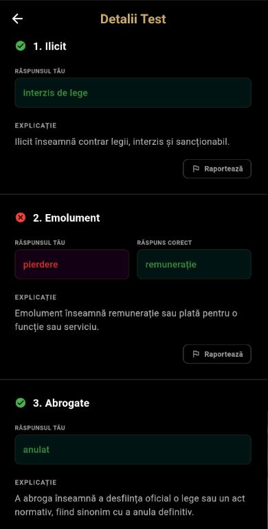 Ecran cu serii numerice și selecția răspunsului